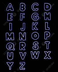 blue font laser light alphabet a z