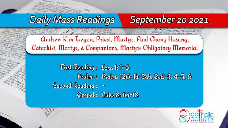 Catholic Daily Mass 20th September 2021 Readings Monday