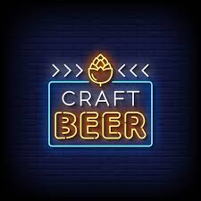 Neon Sign Craft Beer With Brick Wall