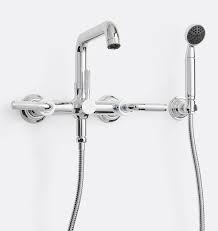 Descanso Wall Mounted Tub Filler With Handshower Polished Nickel