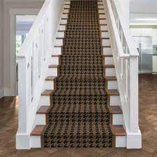 runrug houndstooth brown stair carpet runner width 2 foot 8 inch