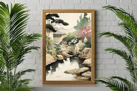 Japanese Garden Watercolor Painting