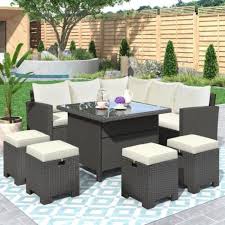 8 Piece Patio Dining Table Chair Set