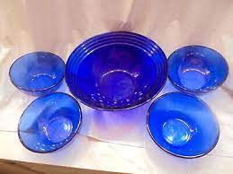 Cobalt Blue Glass 8 Cups Serving Bowl