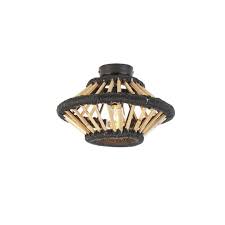 Rural Ceiling Lamp Bamboo With Black 30