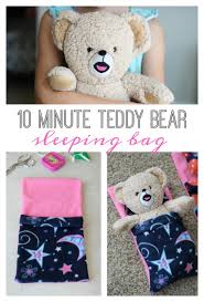 Easy diy barbie doll sleeping bag {tutorial}. 10 Minute Teddy Bear Sleeping Bag Tutorial Gluesticks Blog