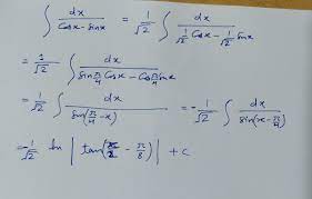 intdx/cosx - sinx is equal to | Maths Questions
