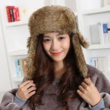 Russian style fur hat, manufactured with 100% rabbit fur. Ht1379 Unisex Winter Warm Bomber Hats Men Women Russian Ushanka Caps C Dukakeen Com