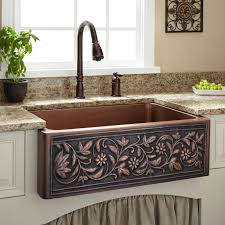 30 vine design copper farmhouse sink