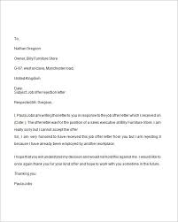 Rejection Letter Template For To Reject Job Offer