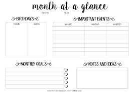 Month At A Glance Calendar 2018 Template Fillers Printable Home