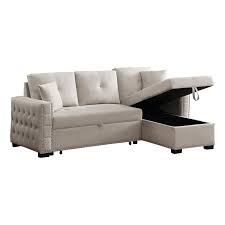 Sleeper Sofa Storage Chaise Beige