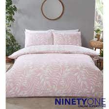 blush pink leaf print double duvet