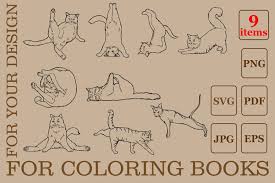 cute cat yoga postures set clip art set