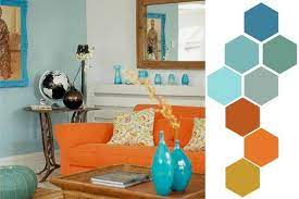 turquoise and orange living room ideas