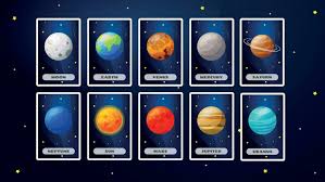 cosmos flashcards with planet names for