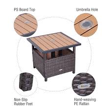 Outsunny Brown Square Rattan Outdoor