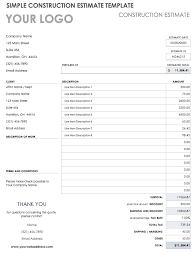 Free Construction Estimate Templates