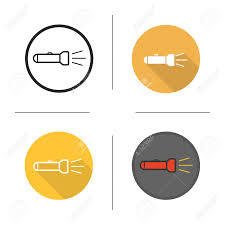 Flashlight Icon Flat Design Linear And Color Styles Torch