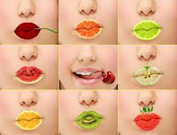 photo lips with painted fruits color lips