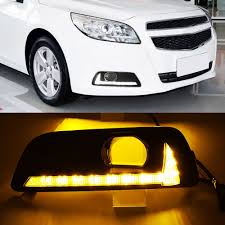 Us 59 09 10 Off Car Flashing 1set Led Daytime Running Lights Drl Fog Lamp For Chevrolet Chevy Malibu 2011 2012 2013 2014 2015 With Yellow Signal On