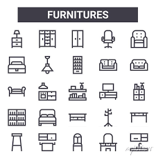 Furnitures Outline Icon Set Includes