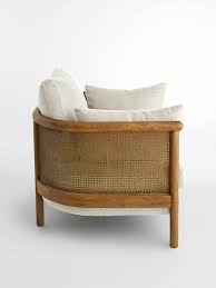 sydney cane armchair washed linen flax