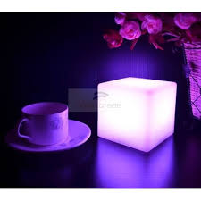 Led Mood Light Table Lamp Cube Shape 10cm Usb Cable Rechargeable Rgb Color Change