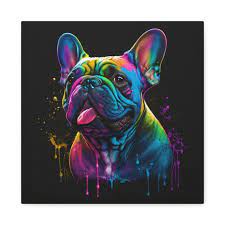 Canvas Bright Color Drip Art Frenchie 3
