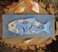 Wooden Fish Wall Decoration In Softblue