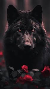 black wolf with red eyes wallpapers