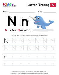 letter tracing alphabet n kiddoworksheets