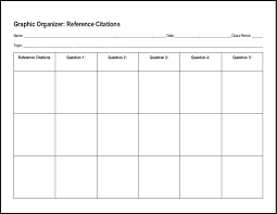 Reference Citations Chart Worksheet For Research Essays