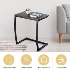 Jaxpety Creative Bedside Table Nightstand Compact Desk With A Coffee Desktop Brown