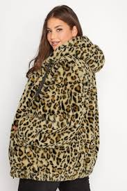 Brown Leopard Print Faux Fur Jacket