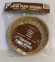 4 Pcs Natural Wicker Paper Plate Holder