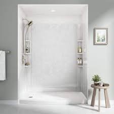 Alcove Shower Wall Set In White Marble