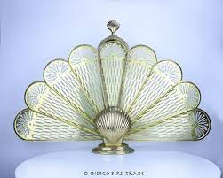 Vintage Brass Seashell Peacock Fan