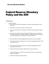 federal reserve monetary policy and the iem the iowa electronic markets 