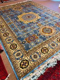 8x12 blue mamluk wool area rug from