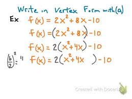 Form Quadratic Equation To Vertex Form