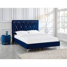 Nspire Velvet Platform Bed Blue