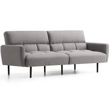 gray linen futon sofa bed