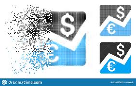 Disappearing Pixel Halftone Forex Market Chart Icon Stock