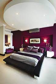 purple themed master bedroom paint