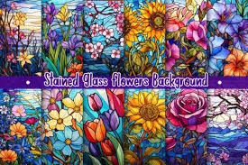 Stained Glass Flowers Background