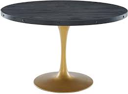 Modrest soiree round dining table. Amazon Com Modway Drive 48 Modern Farmhouse Dining Table With Round Pine Black Wood Top And Gold Steel Base In Black Gold Tables