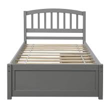 Gray Wood Frame Twin Size Platform Bed