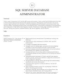 sql database developer resume exles