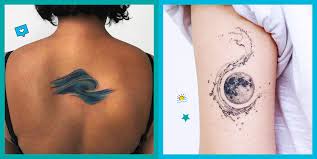 Tropical island with sun, waves and palm tree flat linear long shadow icon. 20 Wave Tattoo Ideas And Designs For 2021 Wave Tattoo Meaning